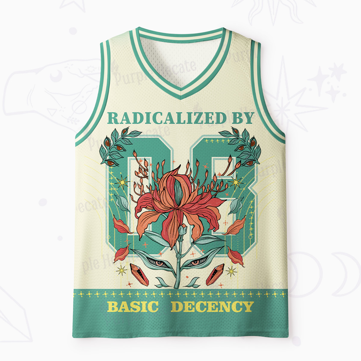 Purplehecate Radicalized By Basic Decency Mesh Jersey Tank Top