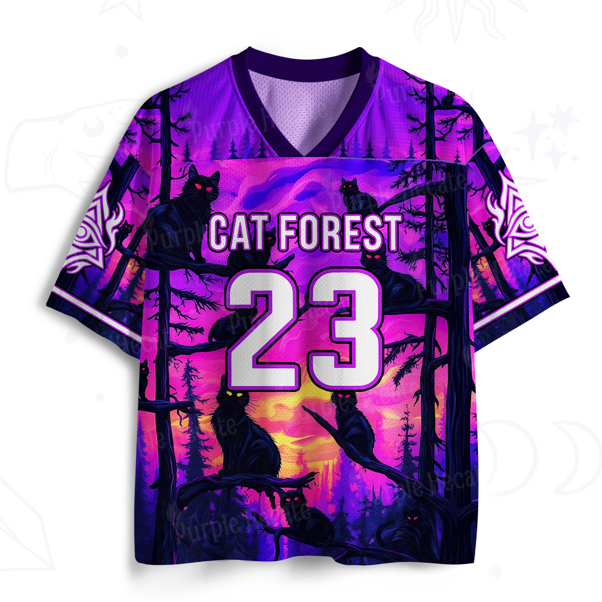 Purplehecate Twilight Forest Guardian Cat Mesh Jersey