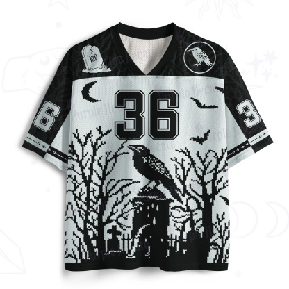 Purplehecate Ravens Over the Spooky Graveyard Mesh Jersey