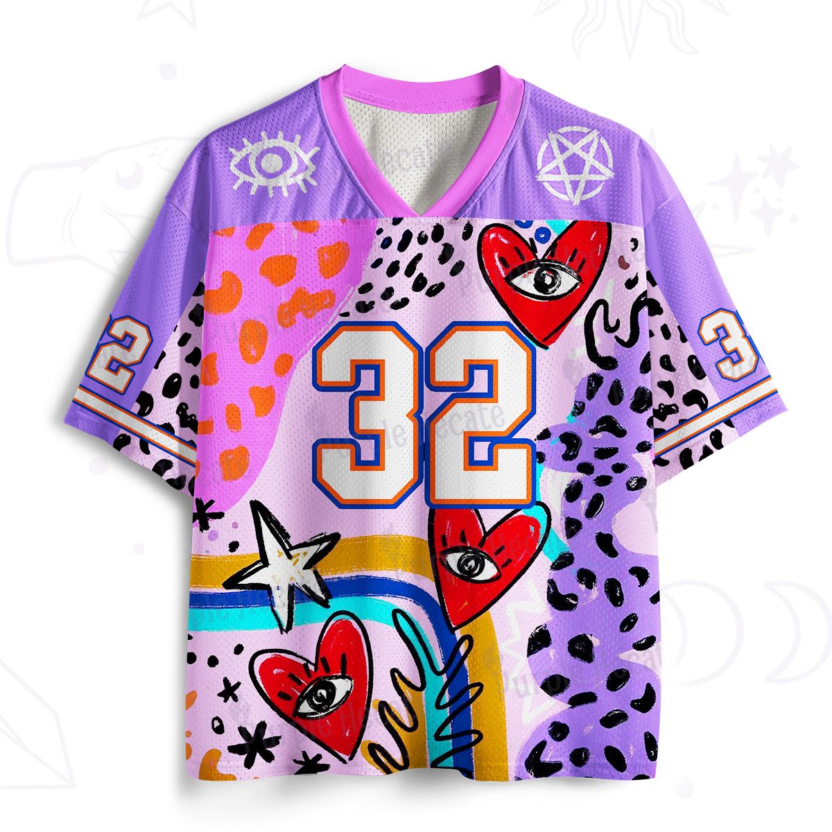 Purplehecate Cosmic Love Eyes Graffiti Mesh Jersey