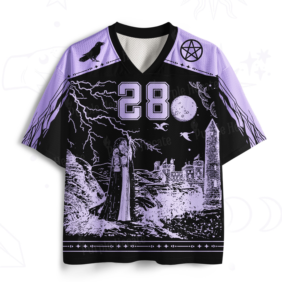Purplehecate Black Moon Witch Spell Casting Mesh Jersey