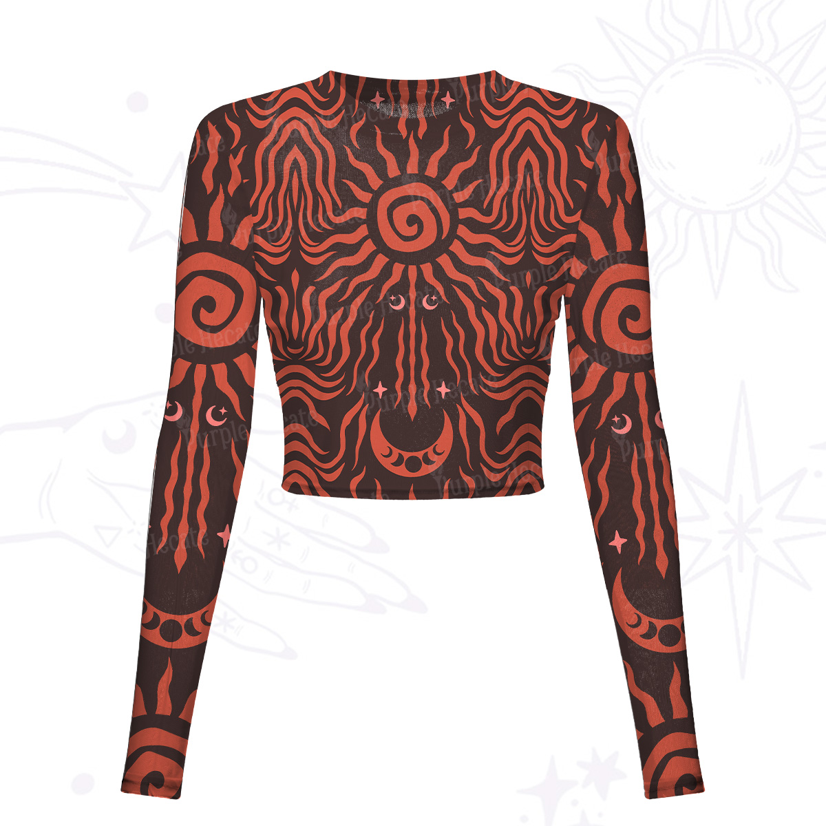 Purplehecate Solar Ritual Mesh Long Sleeve Crop Top