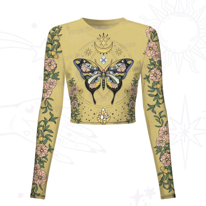 Purplehecate Magical Soul Mesh Long Sleeve Crop Top