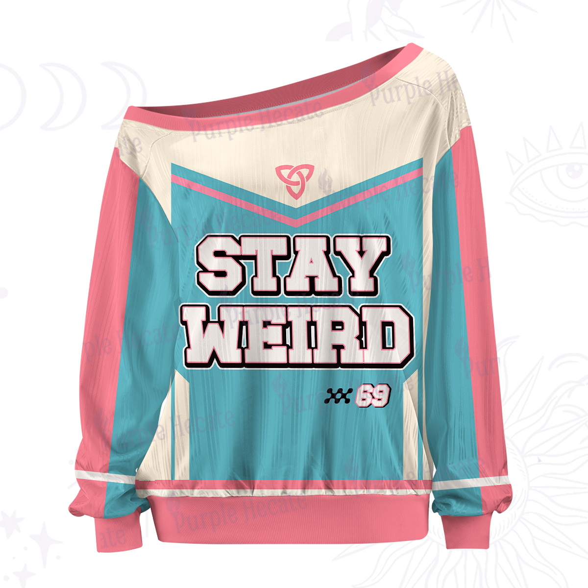 Purplehecate Stay Weird Off The Shoulder Graphic Jersey