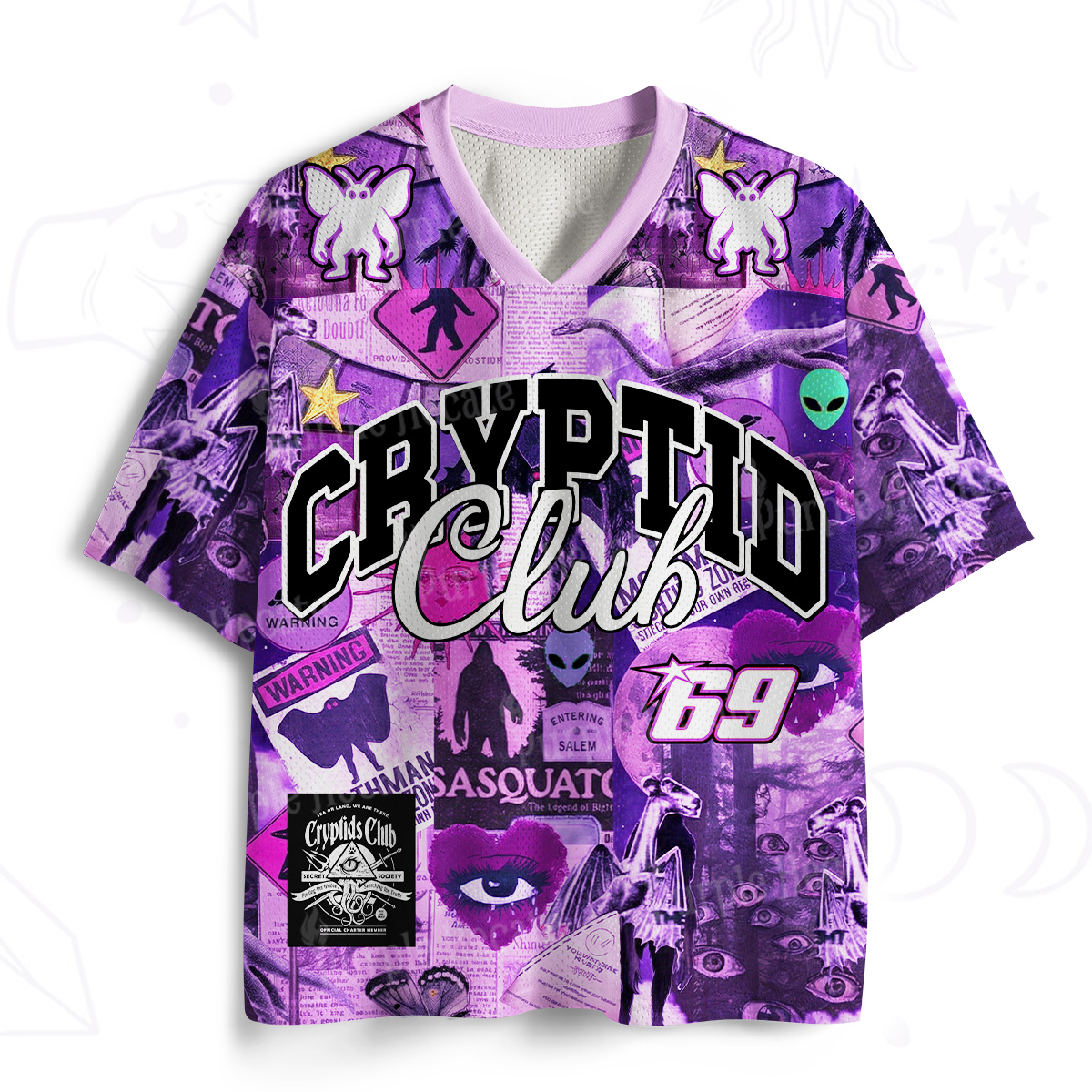 Purplehecate Cryptid Warning Collage Mesh Jersey