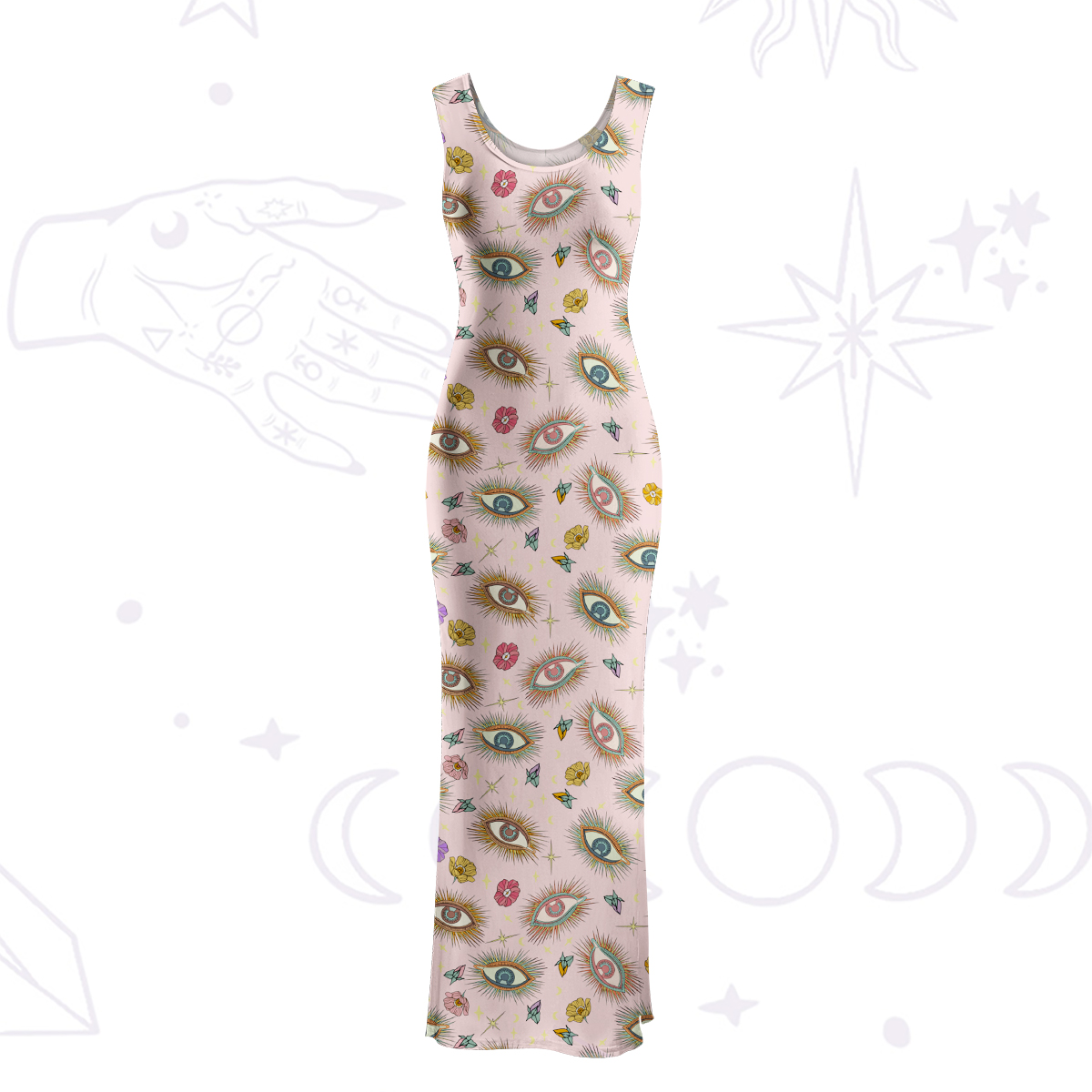 Purplehecate Evil Eye Pattern Maxi Tank Beachwear Dress