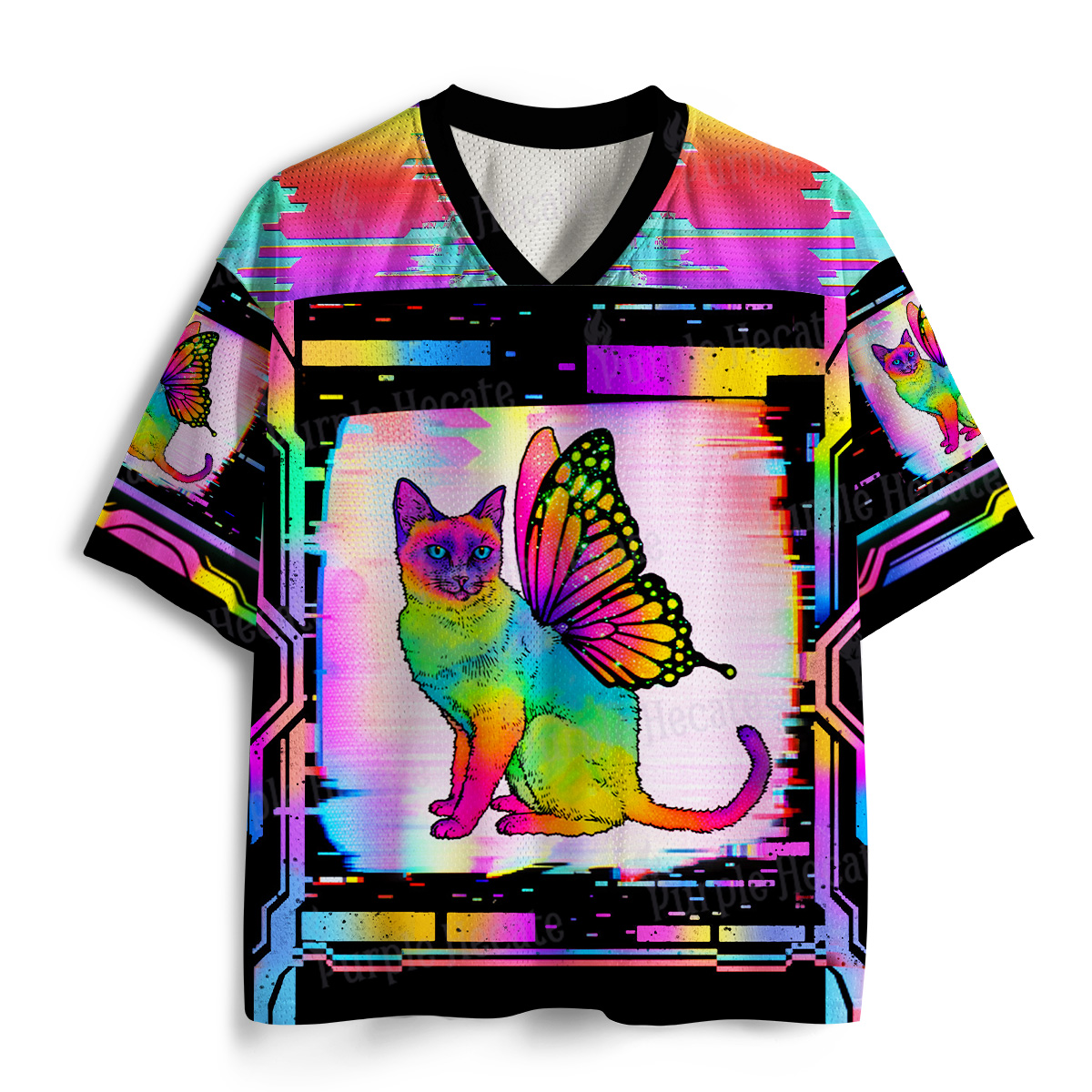 Purplehecate Fairy Wing Cat Moon Phase Fantasy Mesh Jersey