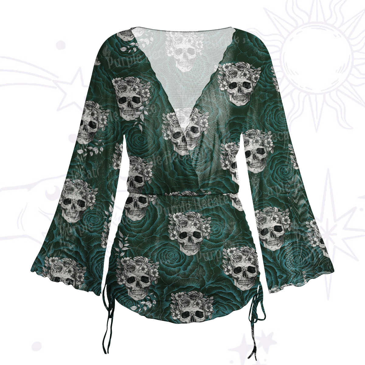 Purplehecate Rose Skull Mesh Cover Up Dress