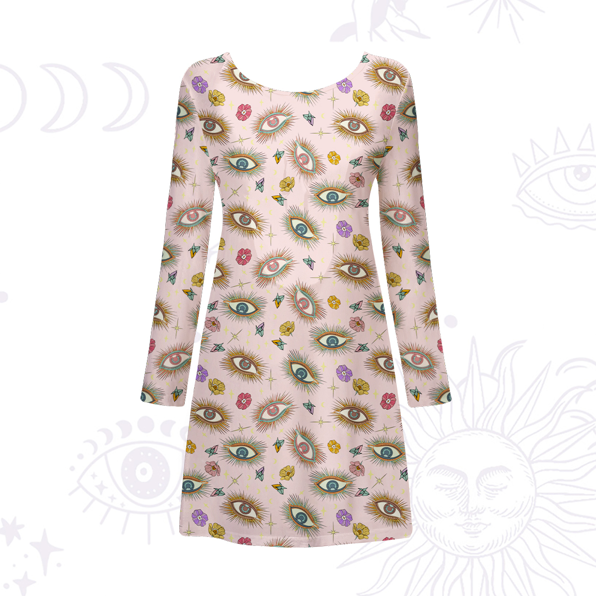 Purplehecate Evil Eye Pattern Beachwear Cover-Up Dress