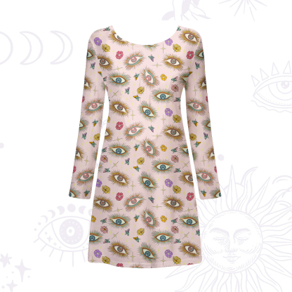 Purplehecate Evil Eye Pattern Beachwear Cover-Up Dress