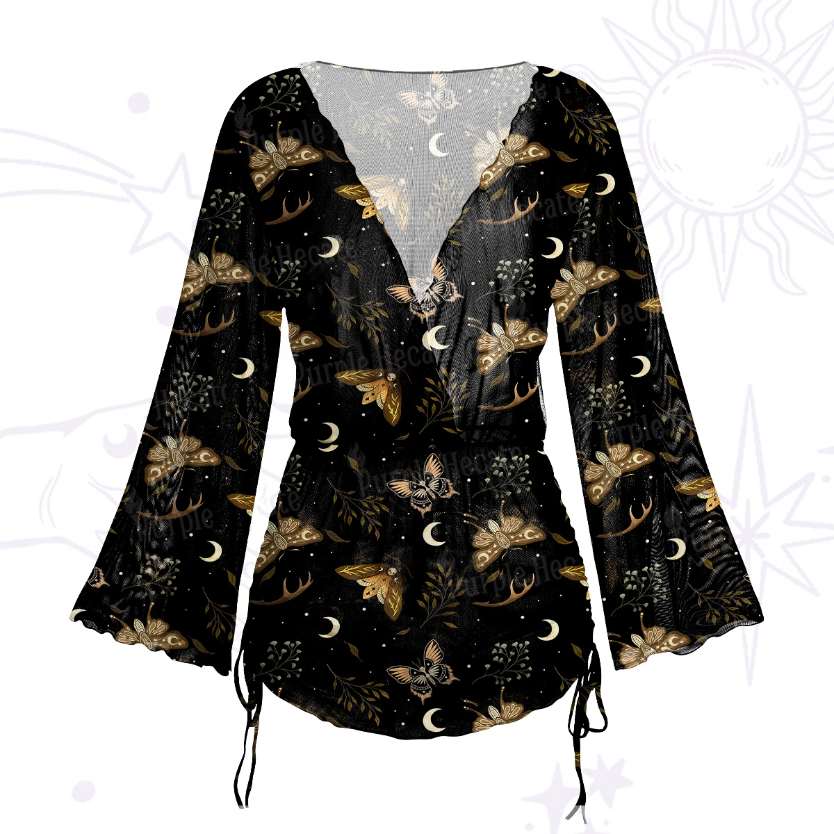Purplehecate Moth Moon Mesh Cover Up Dress
