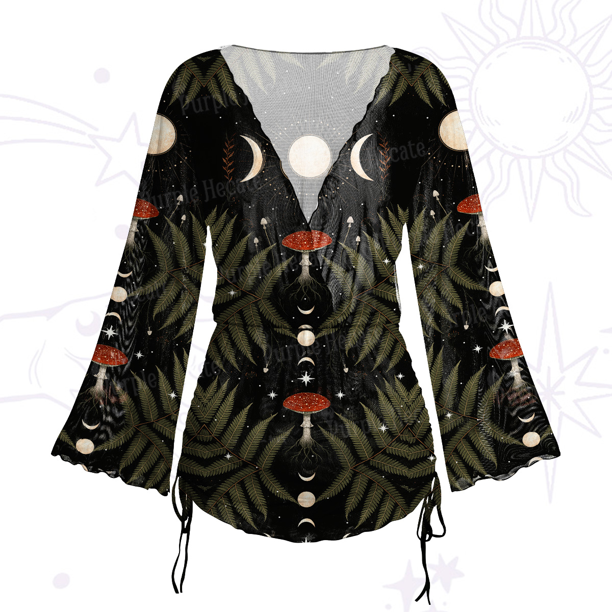 Purplehecate Moonlit Mushroom Gown Mesh Cover Up Dress