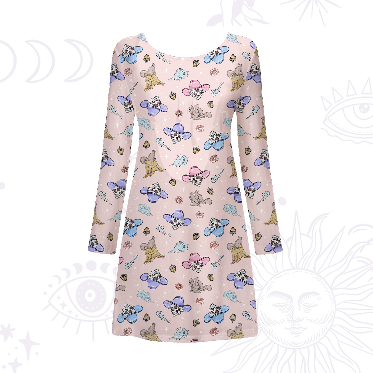 Purplehecate Magical Cowboy Skull Beachwear Cover-Up Dress