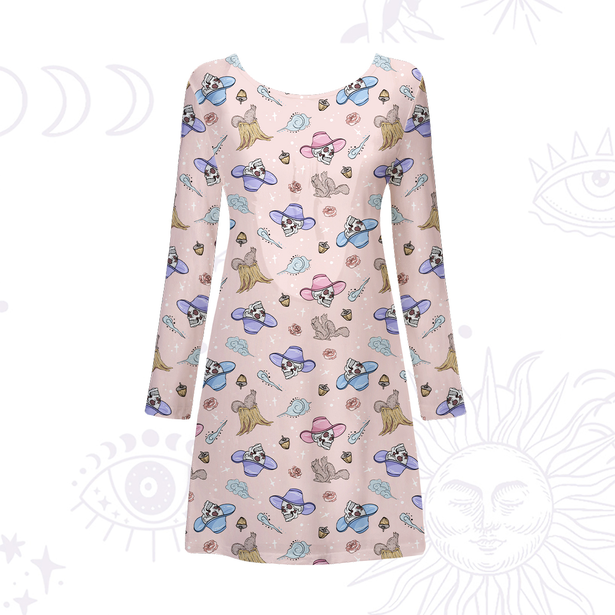 Purplehecate Magical Cowboy Skull Beachwear Cover-Up Dress