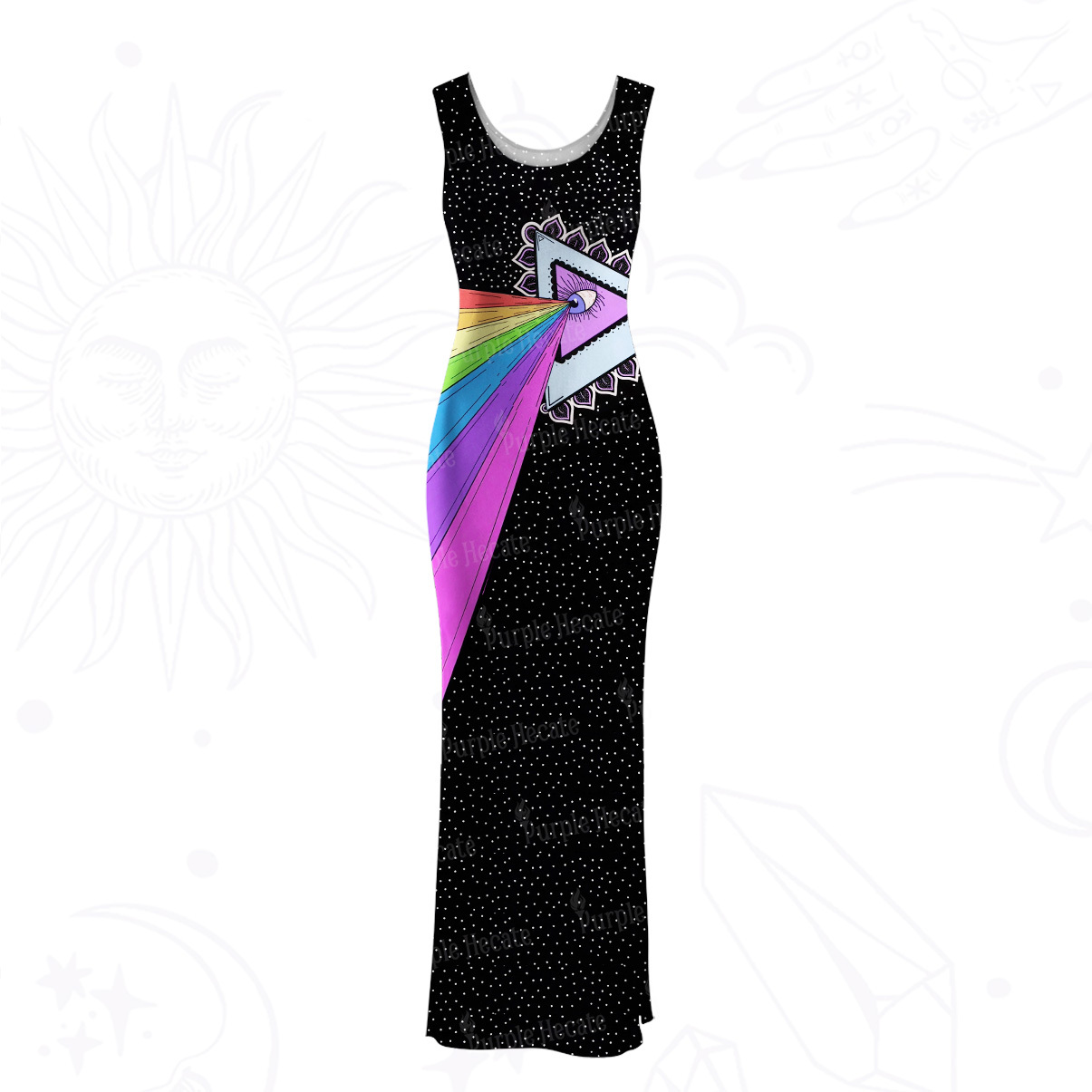 Purplehecate Prism of Rainbow Mesh Maxi Tank Beach Dress
