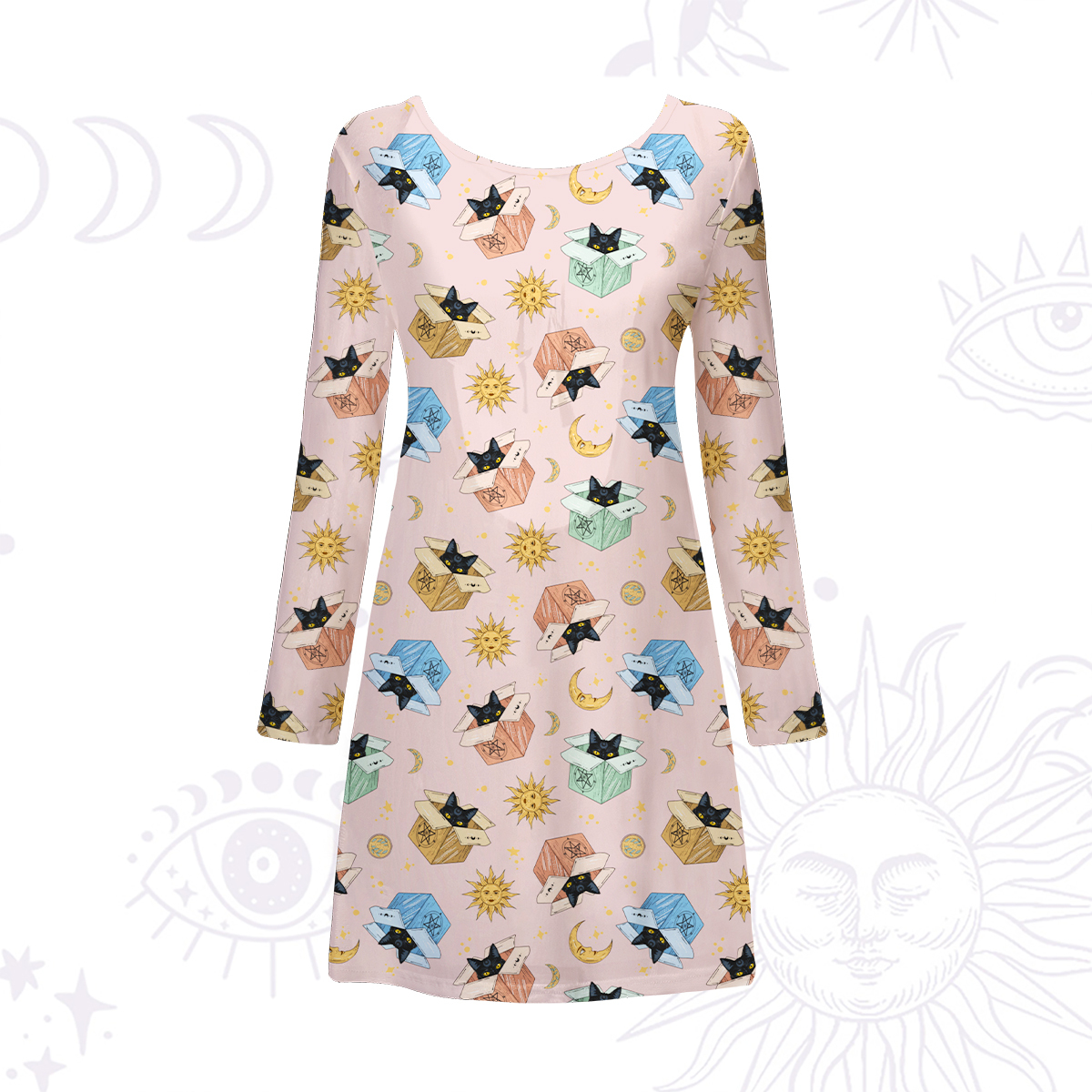 Purplehecate Magical Black Cat Beachwear Cover-Up Dress