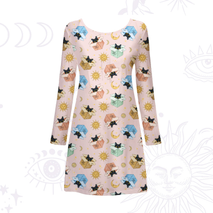 Purplehecate Magical Black Cat Beachwear Cover-Up Dress