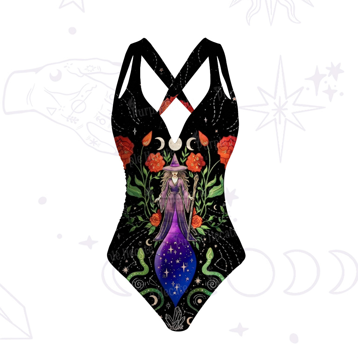 Purplehecate Moon Witch Garden One-Piece Swimsuit