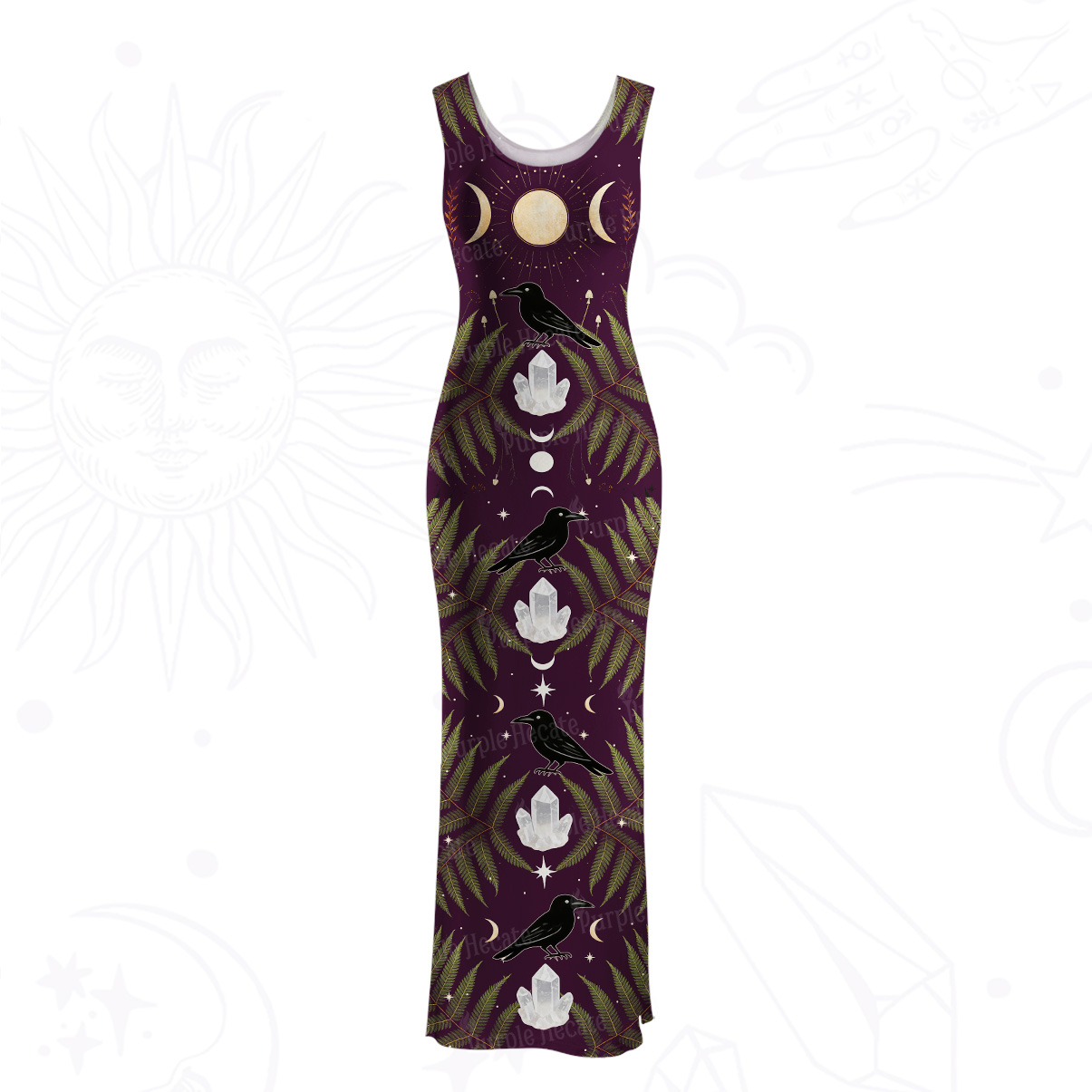 PurplehecateLunar Raven Ritual Mesh Maxi Tank Beach Dress
