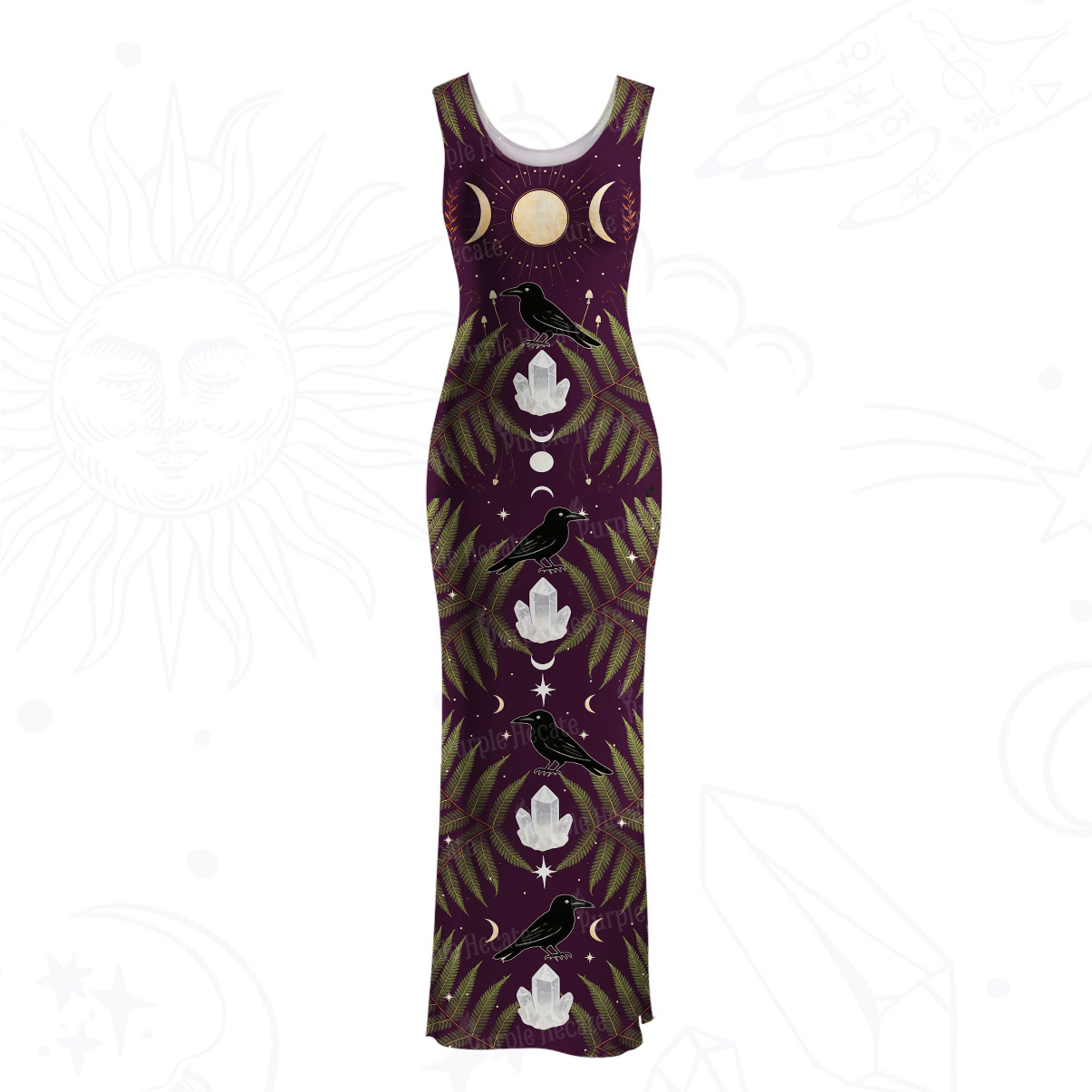 PurplehecateLunar Raven Ritual Mesh Maxi Tank Beach Dress