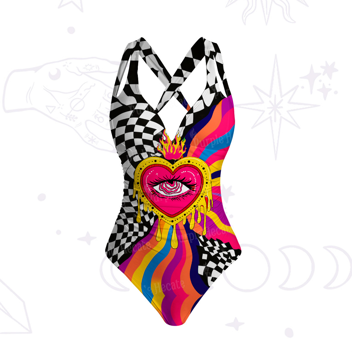 Purplehecate Galactic Heart One-Piece Swimsuit