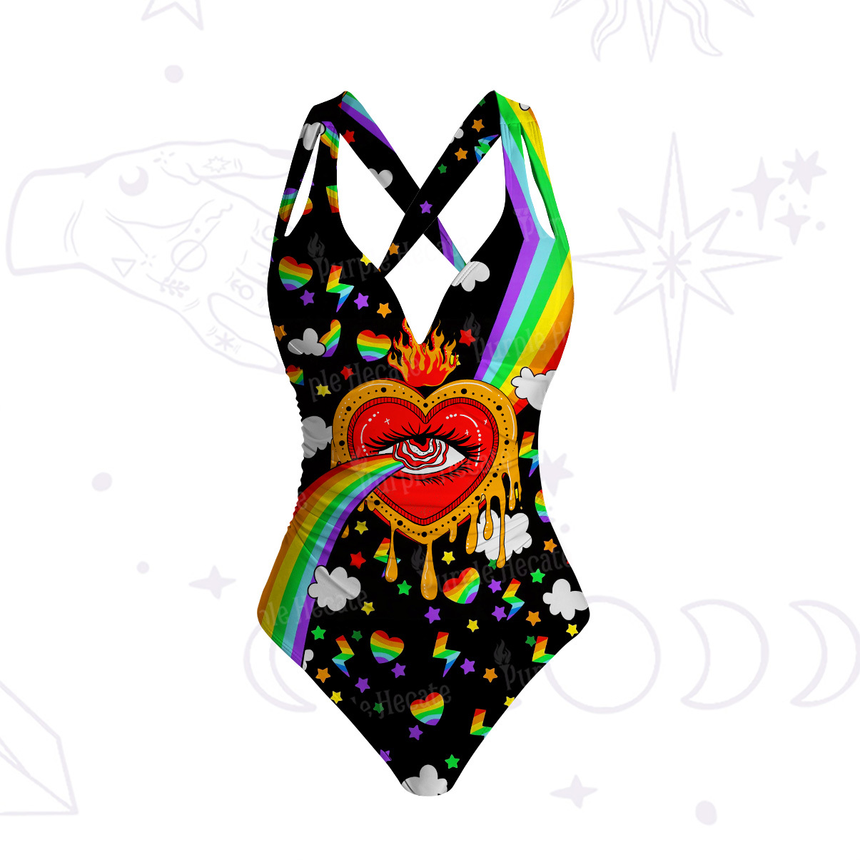 Purplehecate Galactic Heart One-Piece Swimsuit