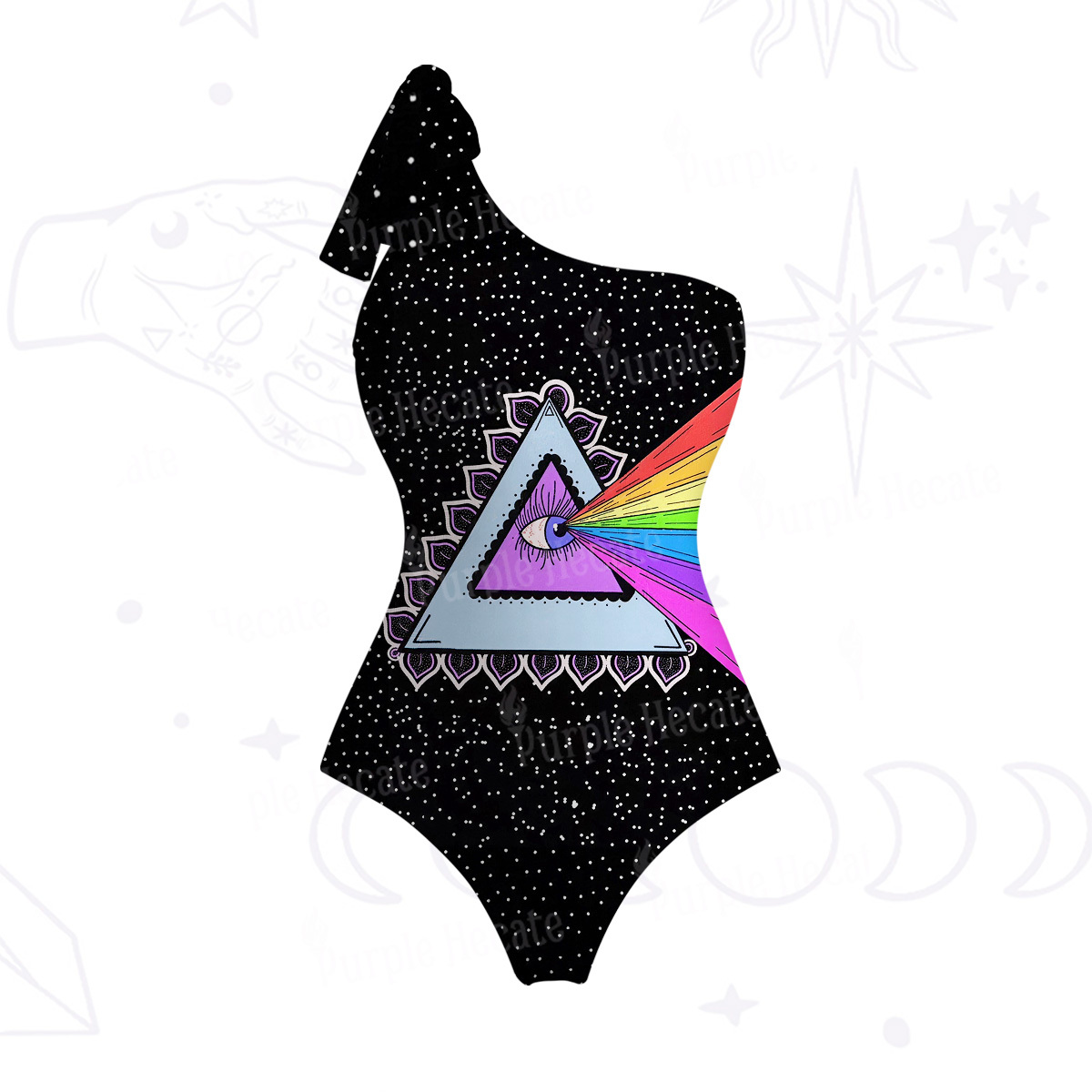Purplehecate Prism of Rainbow One-Shoulder One-Piece Swimsuit