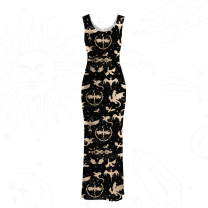 Purplehecate Fantasy Dragon Allover Mesh Maxi Tank Beach Dress