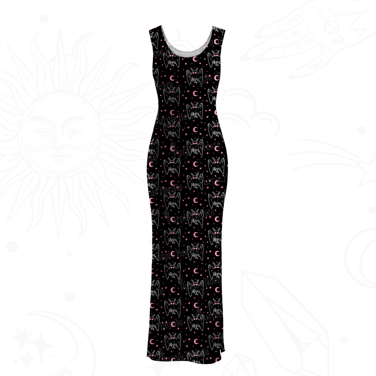 Purplehecate Witchy Mothman Night Mesh Maxi Tank Beach Dress