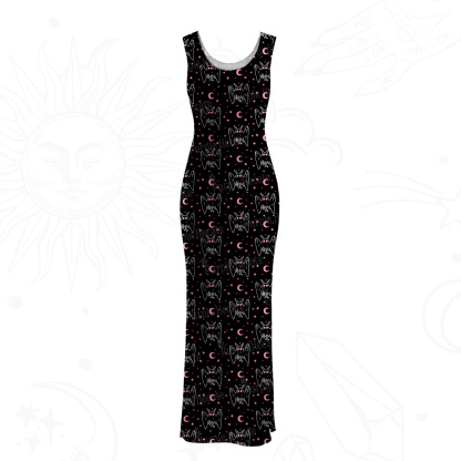 Purplehecate Witchy Mothman Night Mesh Maxi Tank Beach Dress