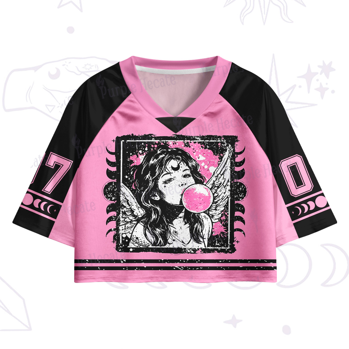 Purplehecate Grunge Angel with Bubblegum Crop Jersey Top