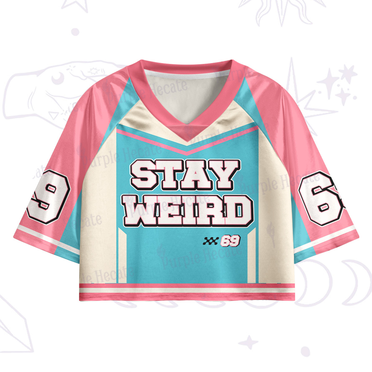 Purplehecate Stay Weird Crop Jersey Top