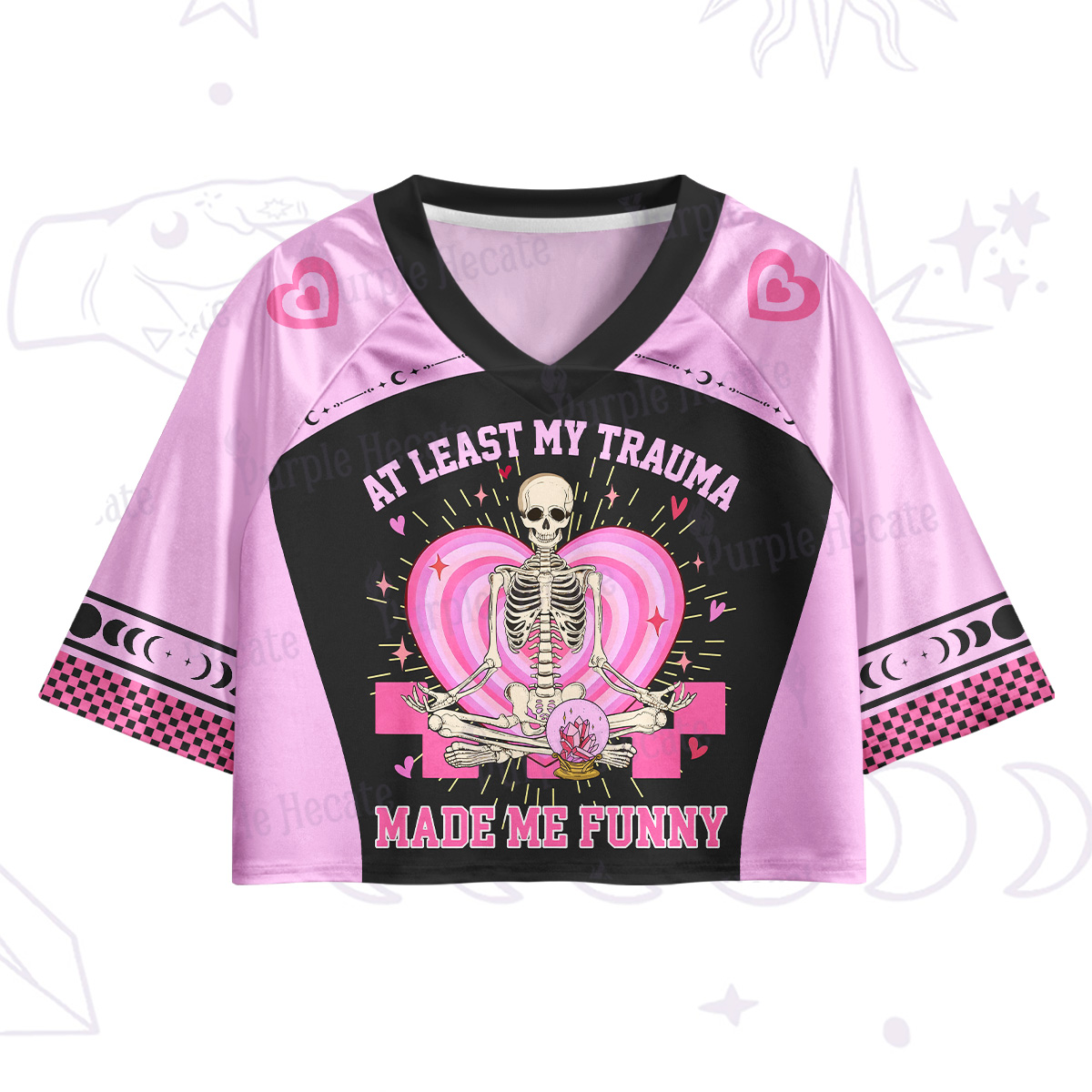 Purplehecate At Least My Trauma Made Me Funny Crop Jersey Top