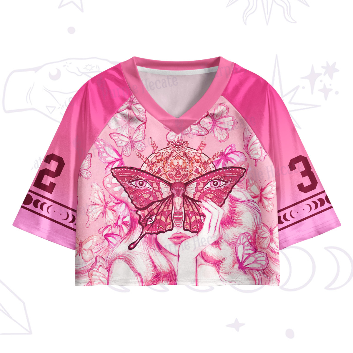 Purplehecate Butterfly Witchy Crop Jersey Top