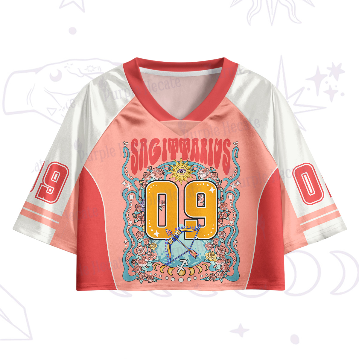 Purplehecate Sagittarius Spirit Zodiac Crop Jersey Top