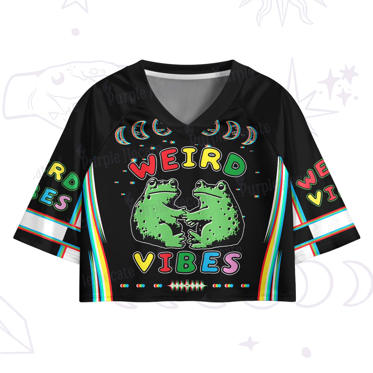 Purplehecate Weird Frog Vibes Crop Jersey Top