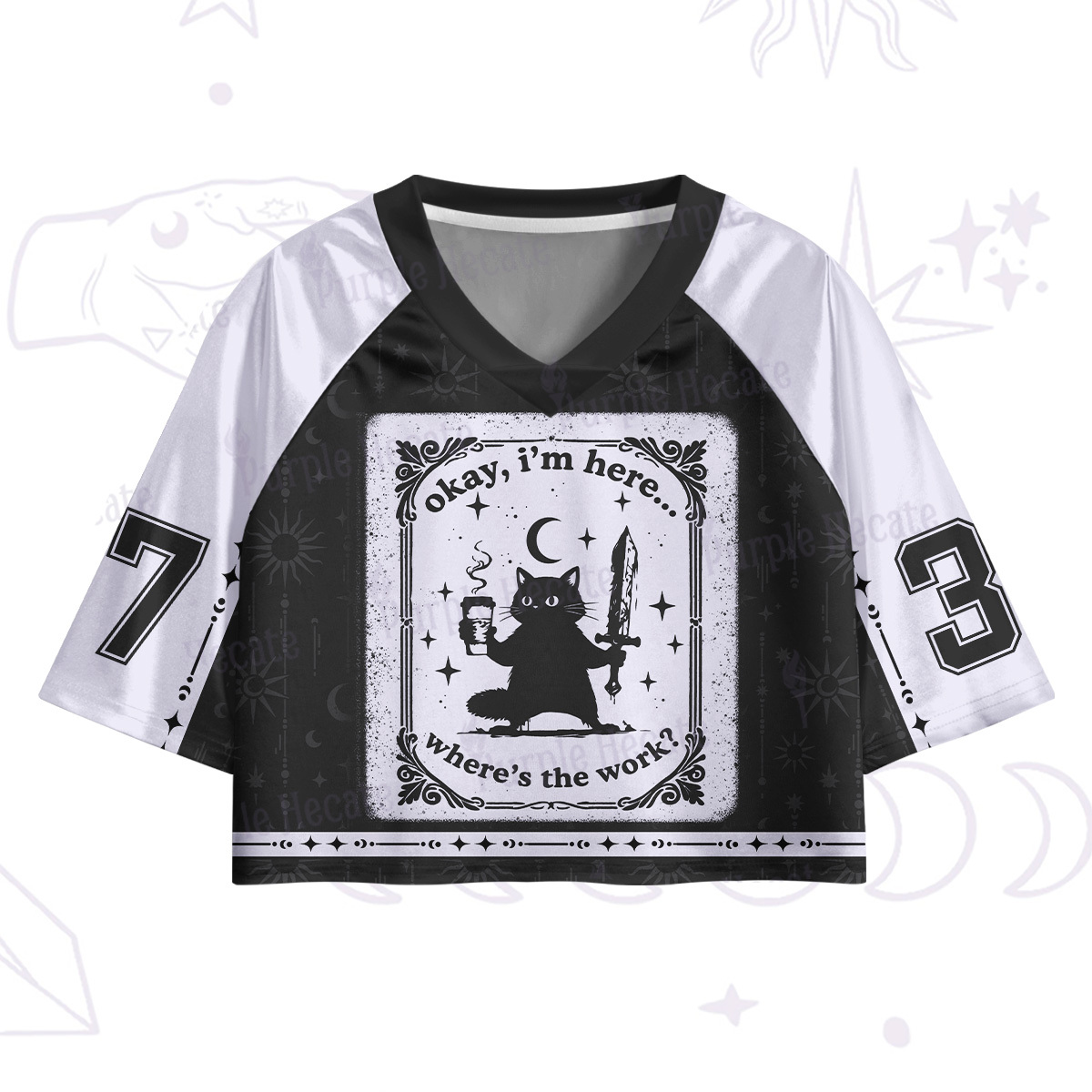 Purplehecate Okay I'm Here Where's The Work Crop Jersey Top