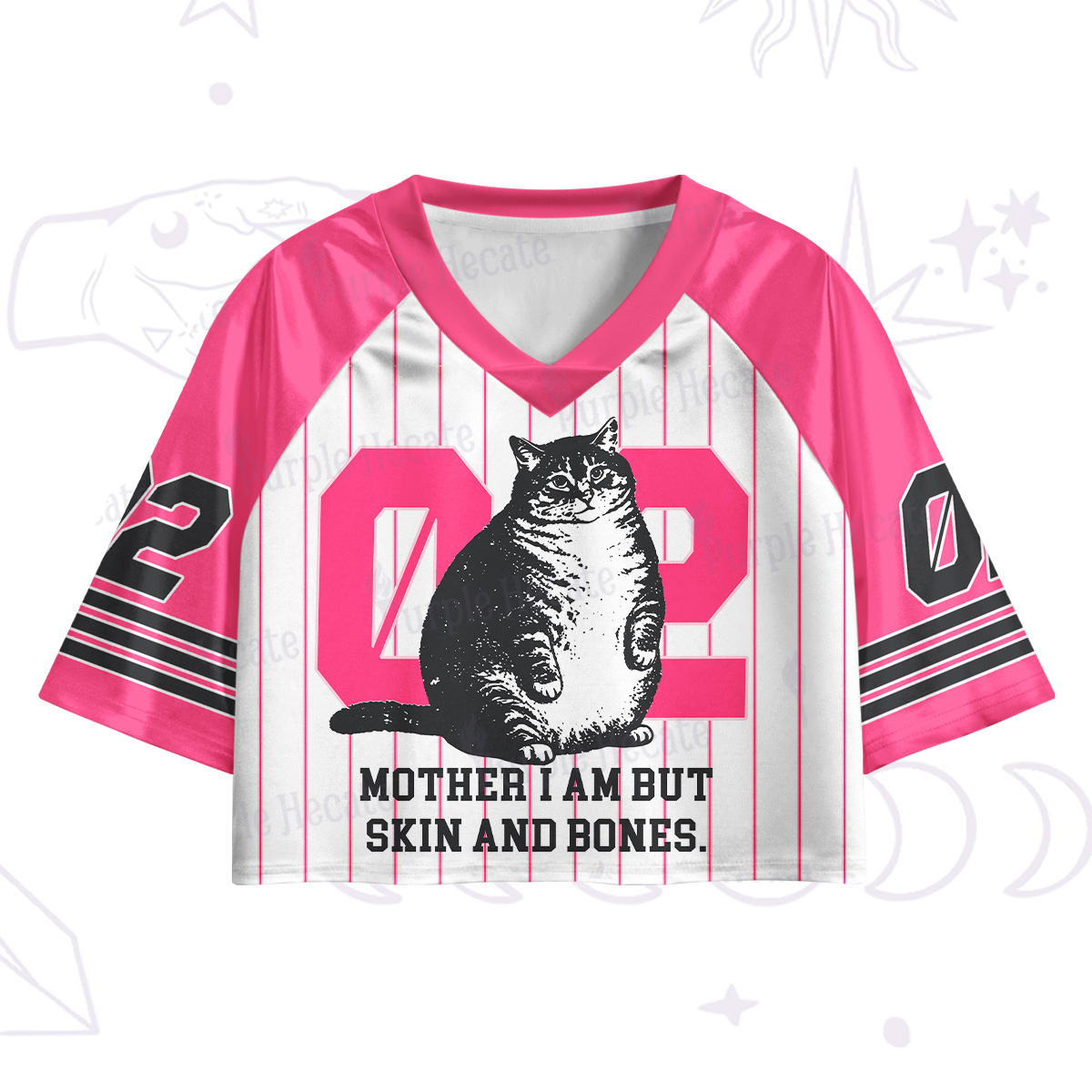 Purplehecate Cat Mother I Am But Skin And Bones Crop Jersey Top