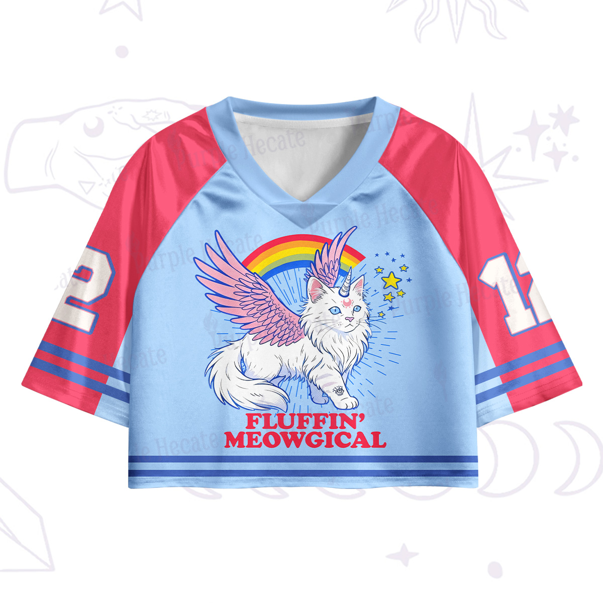 Purplehecate Fluffin Meowgical Crop Jersey Top