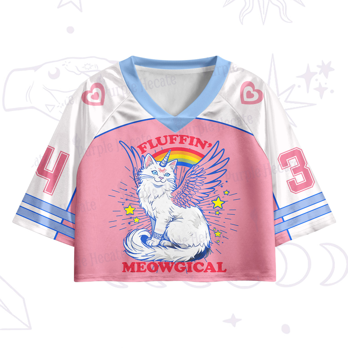 Purplehecate Fluffin Meowgical Crop Jersey Top