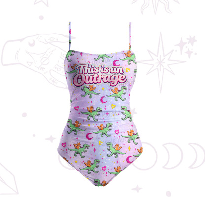 Purplehecate This is an Outrage Slim-Strap Swimsuit