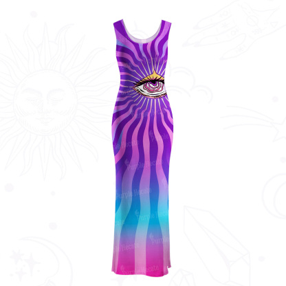 Purplehecate Sacred Eye Energy Flow Mesh Maxi Tank Beach Dress