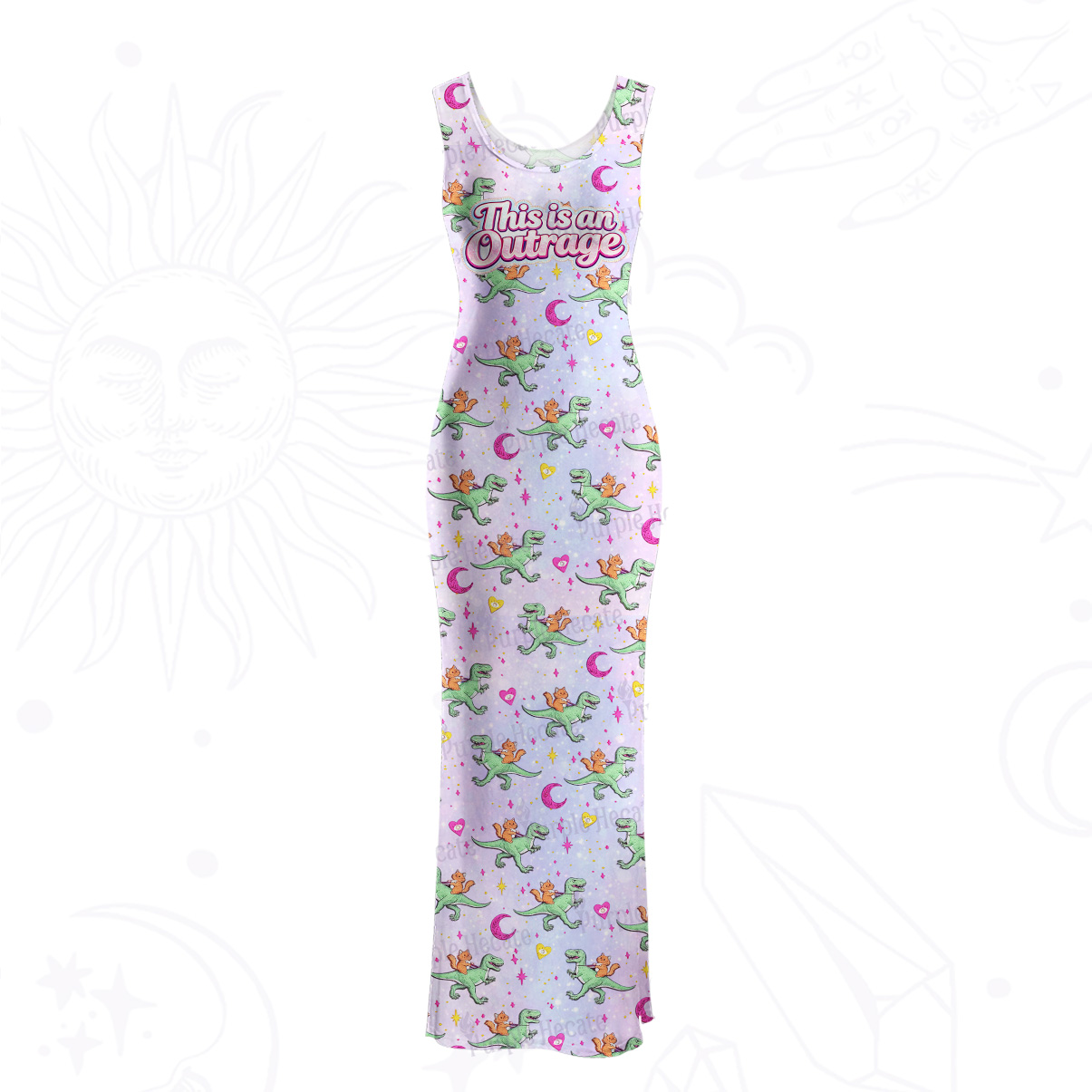 Purplehecate This is an Outrage Mesh Maxi Tank Beach Dress
