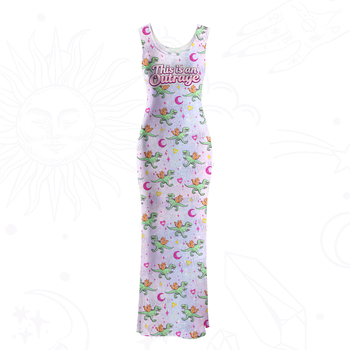 Purplehecate This is an Outrage Mesh Maxi Tank Beach Dress