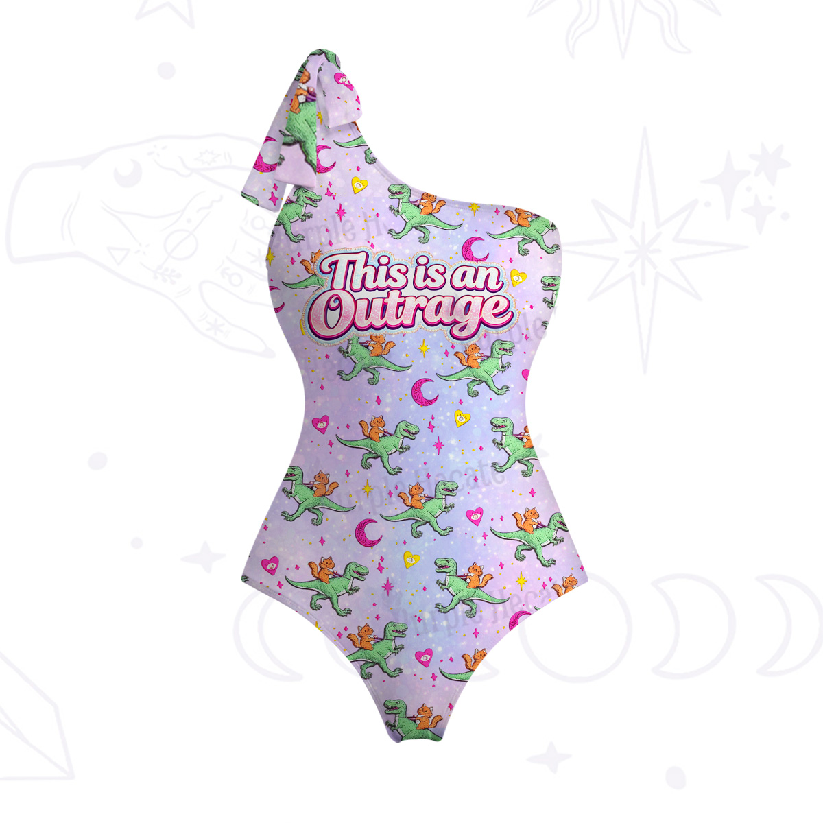 Purplehecate This is an Outrage One-Shoulder One-Piece Swimsuit
