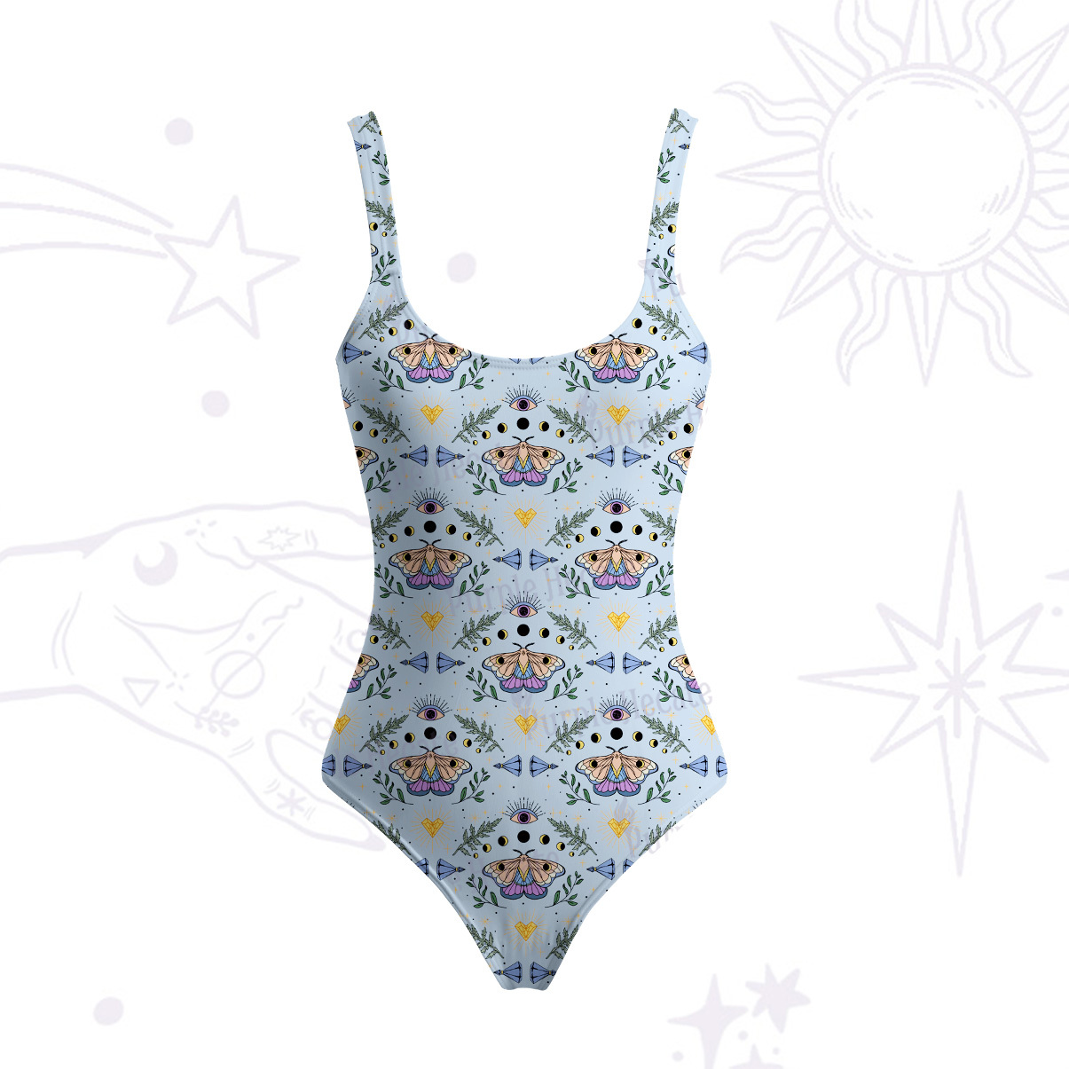 Purplehecate Luna Moth Witch Tank One Piece Swimsuit