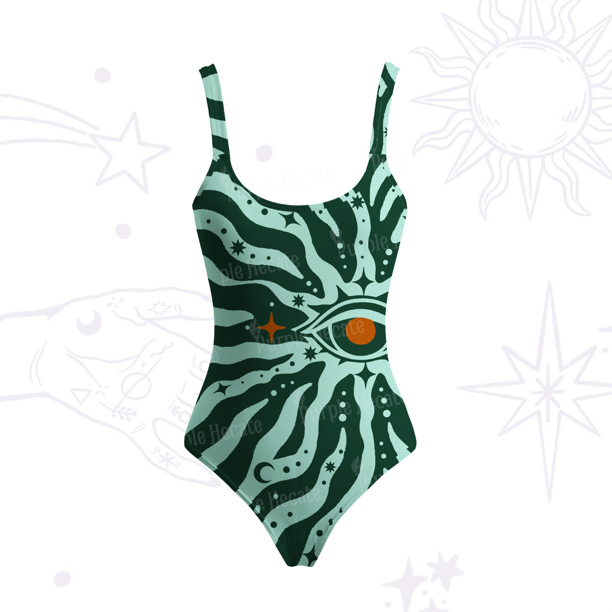 Purplehecate Green Vision Illusion One Piece Swimsuit