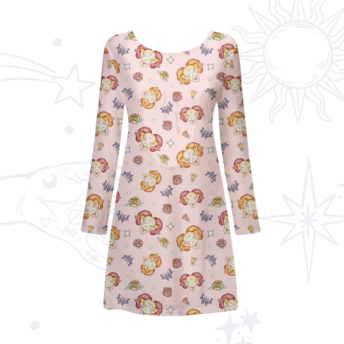 Purplehecate Aries Spirit Zodiac Beachwear Cover-Up Dress