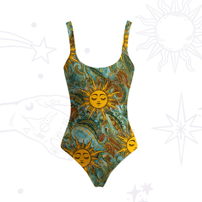 Purplehecate Golden Sun Wheel Tank One Piece Swimsuit