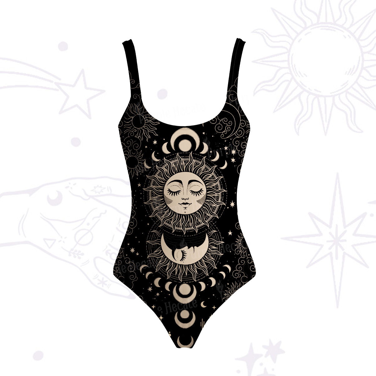 Purplehecate Sun Moon Dreams Tank One Piece Swimsuit